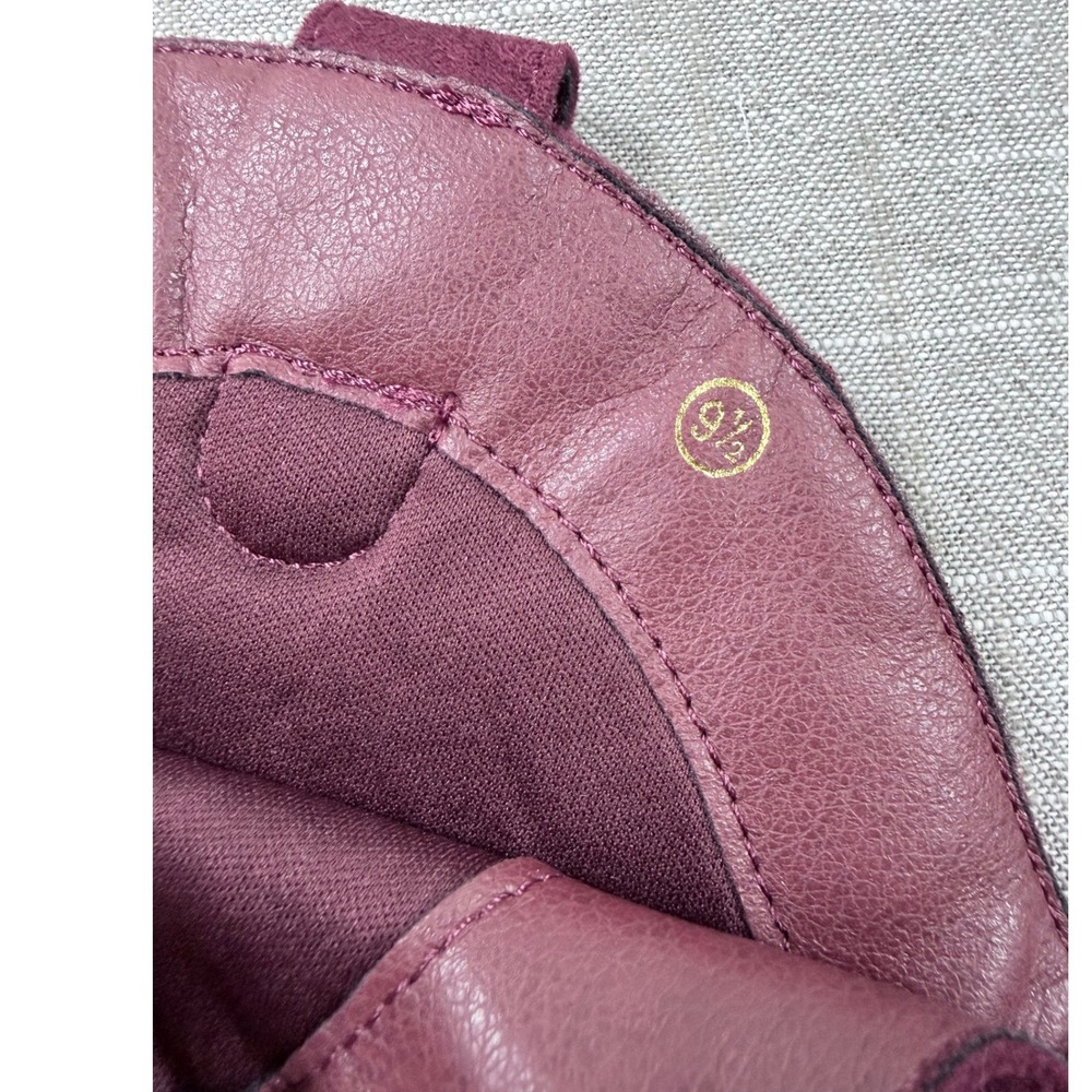 Burgundy Faux Suede Western Mid Calf Boots Pointed Toe Cone Heel Womens 9.5 - Picture 3 of 8